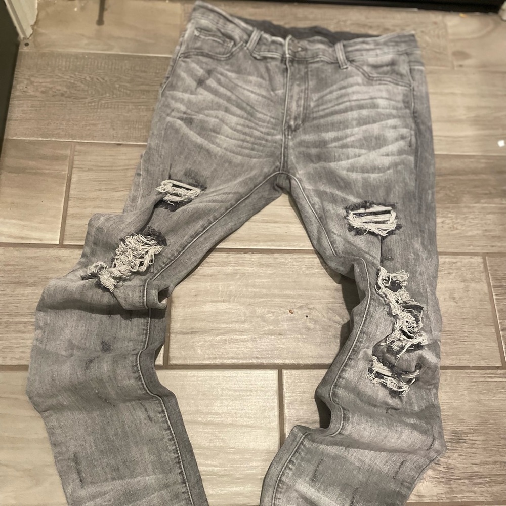 Custom mnml brand jeans distressed slim fit